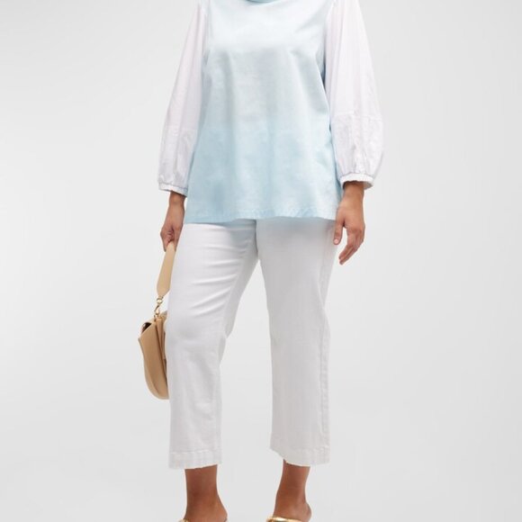 Harshman Tops - Harshman “Perry” Colorlock Funnel-Neck Tunic in White & Blue – NWT – 1X